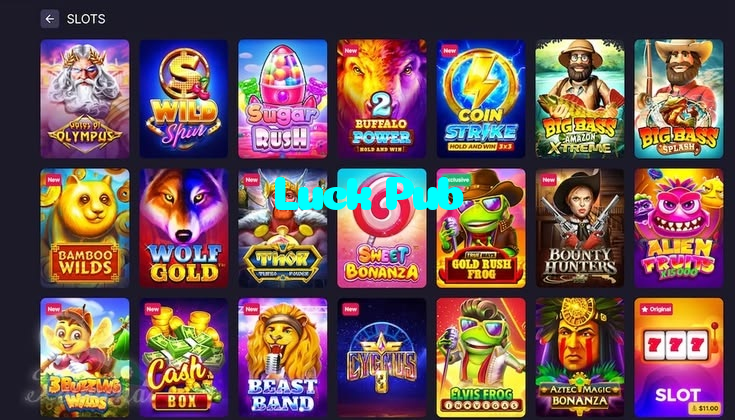 Luck Pub casino presented on mobile device in Pakistan with slots and live games